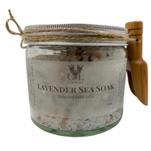Load image into Gallery viewer, Relax and unwind in the soothing waters of a luxurious lavender essential oil bath soak to soothe aching muscles, soften skin, and ease the mind, body, and spirit.
