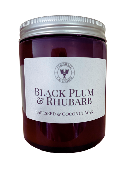 Black Plum & Rhubarb Pharmacy Jar Candle. 155g .
