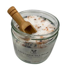Load image into Gallery viewer, Relax and unwind in the soothing waters of a luxurious lavender essential oil bath soak to soothe aching muscles, soften skin, and ease the mind, body, and spirit.
